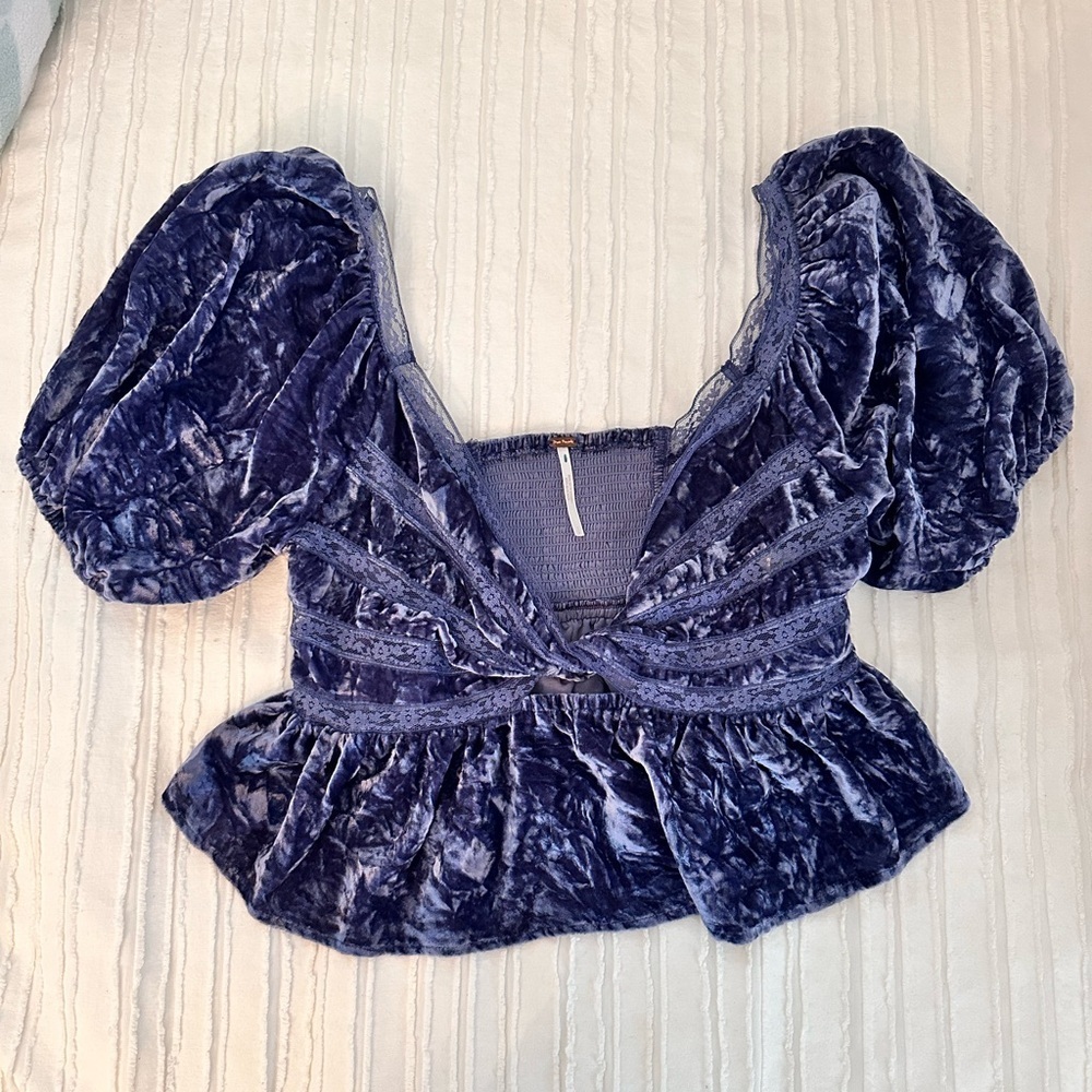 Free People Yours Truly Velvet Top Sz. Small - Picture 2 of 6